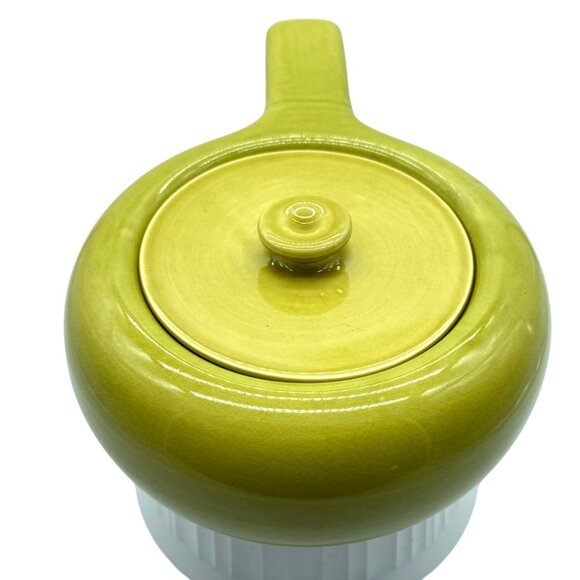 Vintage Russell Wright MCM Avocado Green Ceramic Covered Casserole Dish USA - Picture 4 of 7